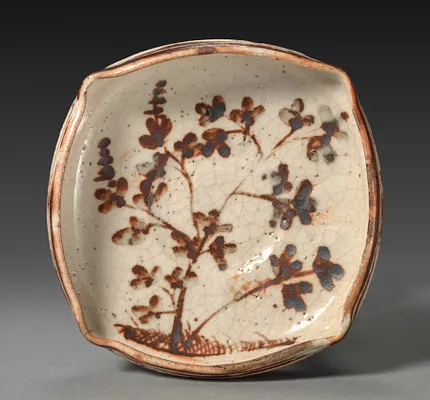 Dish with Design of Plum Trees: Shino Ware
