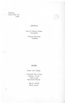 White House Luncheon and Dinner Menu