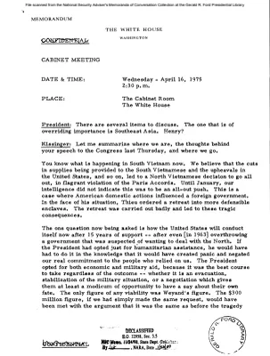 April 16, 1975 - Cabinet Meeting