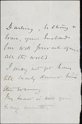 [John Biddulph Martin] autograph note to Victoria Woodhull Martin, approximately 1883-1897