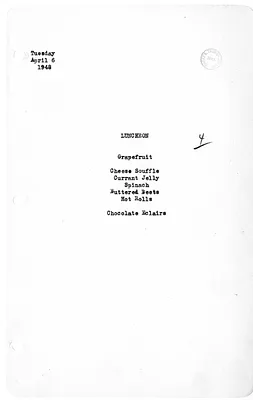 White House Luncheon Menu