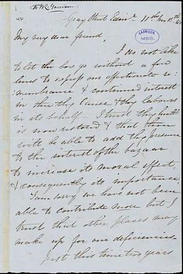 Letter from Eliza Wingham, Gray Street, Edin[burgh, Scotland], to William Lloyd Garrison, [18]48 [November] 13th