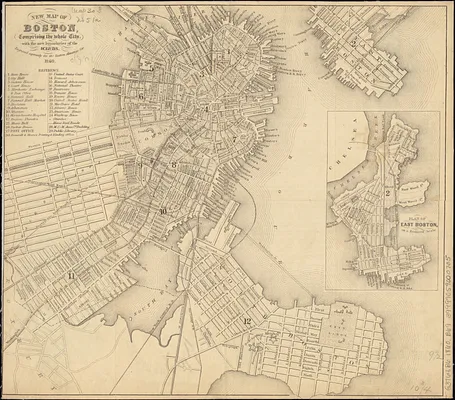 New map of Boston, comprising the whole city, with the new boundaries of the wards