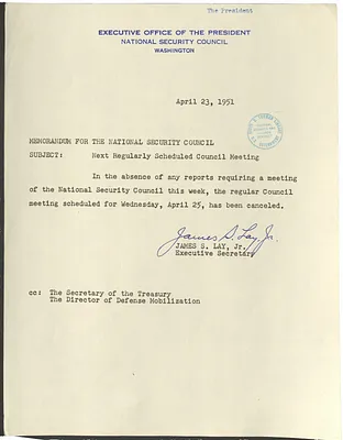 Memorandum from James S. Lay, Jr. to the National Security Council