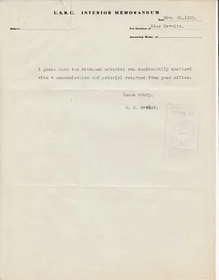 Memorandum to Miss Merritt, November 20, 1925