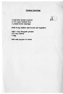Recipe for Turkey Dressing