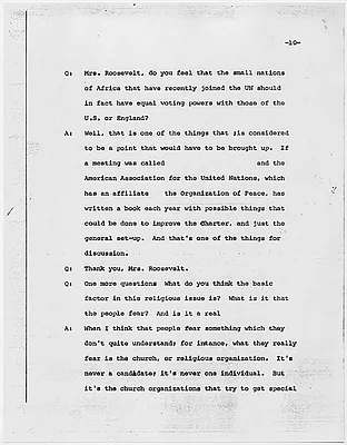 Press conference by Eleanor Roosevelt in Indiana, 27 October 1960
