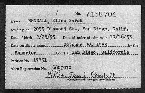 Bendall, Ellen Sarah - 1953