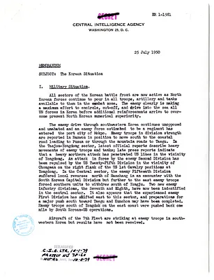 Memorandum from R. H. Hillenkoetter, Korean Situation