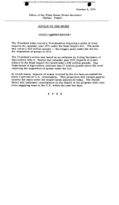 Notice about meat import quota [Notice to Press]