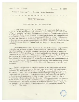 Statement Regarding the 1959 Highway Act