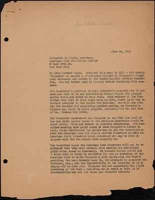 [Art Shields] typed letter (copy) to Elizabeth G[urley] Flynn (American Fund for Public Service), [New York, N. Y. ?], June 24, 1926
