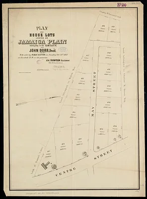 Plan of house lots located on Jamaica Plain belonging to the estate of John Dorr, dec'd