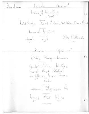 Blair House Lunch and Dinner Menu
