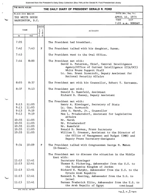 President Gerald R. Ford's Daily Diary, April 14, 1975
