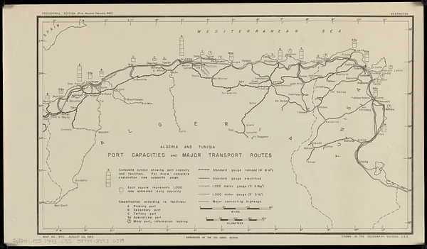 Algeria and Tunisia, port capacities and major transport routes