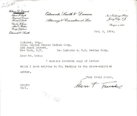 Letters Received to C.B. Lee, October 3, 1934
