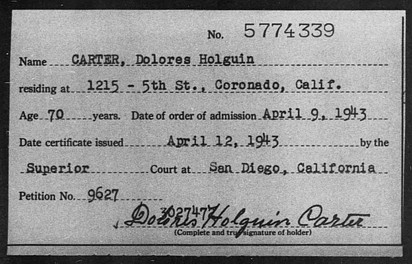 Carter, Dolores Holguin - 1943