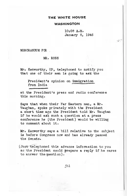 Memorandum for Charles Ross