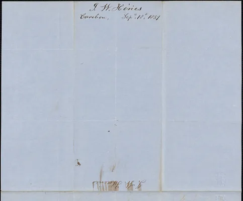J. W. Hines to Samuel Warner, 18 September 1851
