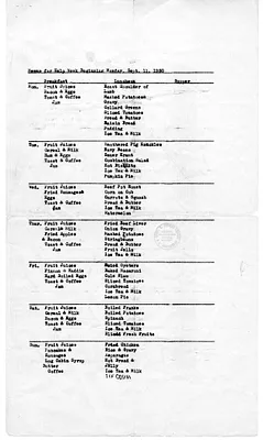 Menu for White House Help with Attached Note