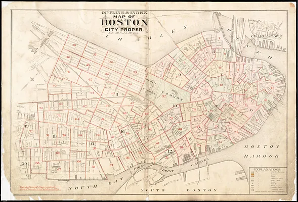 Outline & index map of Boston city proper