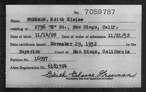 Freeman, Edith Elaine - 1952