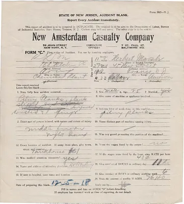 Accident report, December 5, 1918