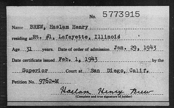 Brew, Haslam Henry - 1943