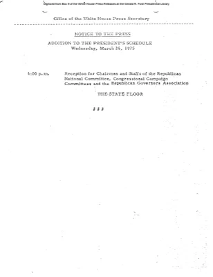 Addition to President's Schedule, Wednesday, March 26, 1975