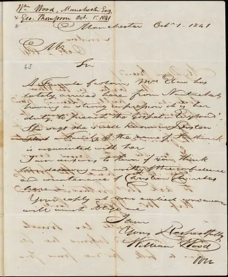 Letter from William Wood, Manchester, Eng[land], to Amos Augustus Phelps, 1841 Oct[ober] 1