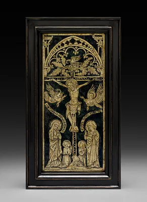 Plaque: The Crucifixion with Angels and Saints