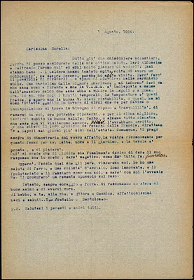 Bartolomeo Vanzetti typed letter (copy) to Luigia Vanzetti, [Charlestown], 1 August 1924