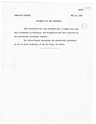White House Press Release, Statement by President Harry S. Truman
