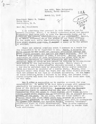 Letter from Charles R. Hollolman to President Harry S. Truman