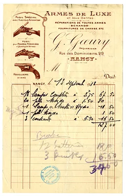 Receipt, G. Goeury Luxury Firearms