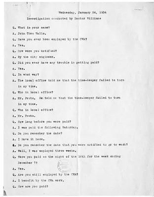 Transcript of Interview with John Theo Walls, Investigation by Relief and Re-Employment Committee and Un-Employment Committee of Trenton, Missouri