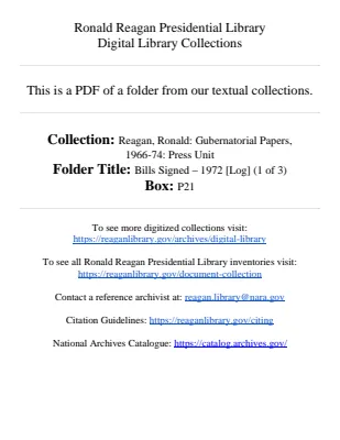 Bills Signed - 1972 [Log] (1 of 3)
