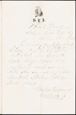 Civil War enlistment "certificate"