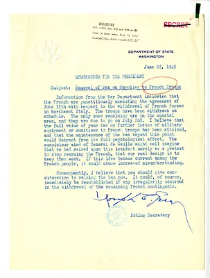 Memorandum from Acting Secretary of State Joseph Grew to President Harry S. Truman