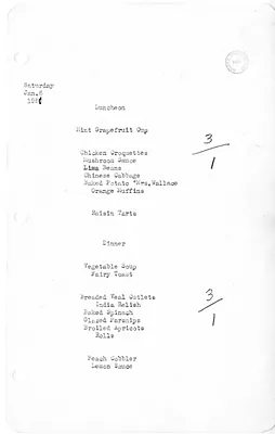 White House Luncheon and Dinner Menu