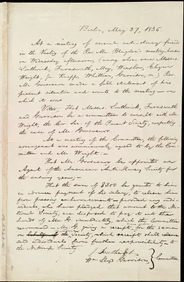 Minutes of an anti-slavery meeting by William Lloyd Garrison, Boston, [Mass.], May 27, 1836