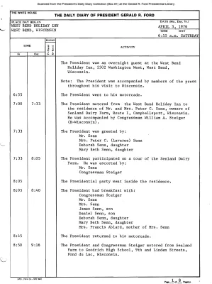 President Gerald R. Ford's Daily Diary, April 03, 1976