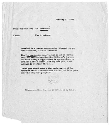 Memorandum from President Harry S. Truman to John Steelman