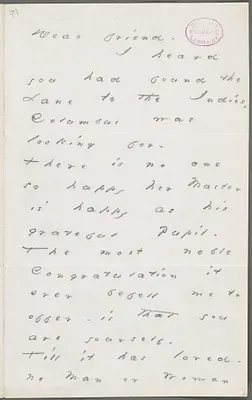 Emily Dickinson, Amherst, Mass., autograph letter to Thomas Wentworth Higginson, December 1878