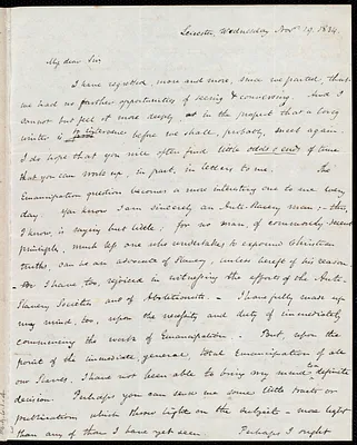 Letter from Samuel May, Jr., Leicester, to Samuel Joseph May, Wednesday Nov. 19, 1834