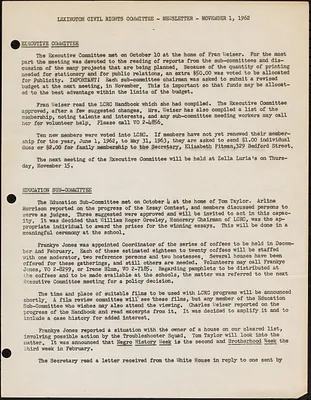 LCRC November 1962 Newsletter