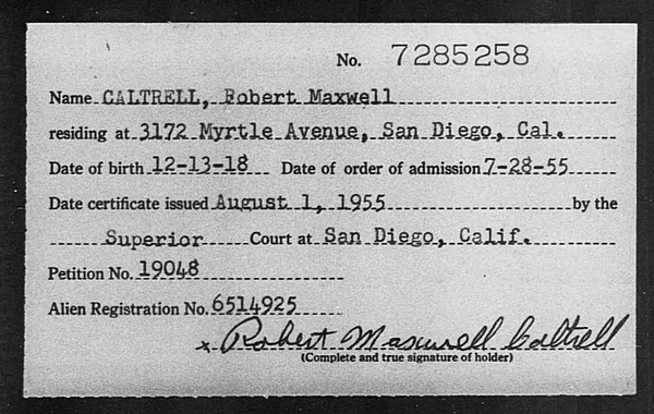 Caltrell, Robert Maxwell - 1955