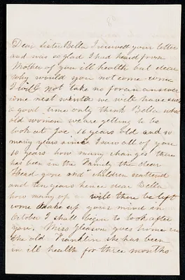 Letter to 'Bella' from sister A. Carret, March 7, 1863