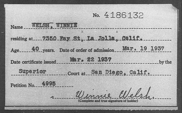 Welsh, Winnie - 1937